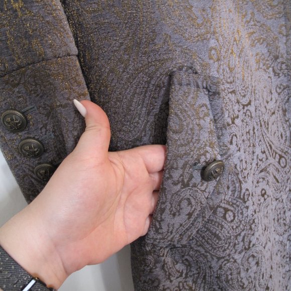 SOFT SURROUNDINGS - Velvet Damask Military Trench Coat - Picture 6 of 15